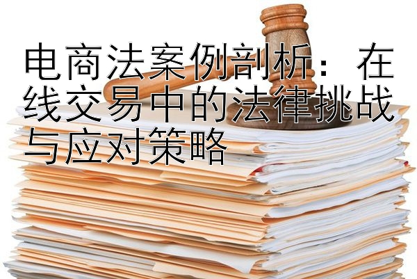 电商法案例剖析：在线交易中的法律挑战与应对策略